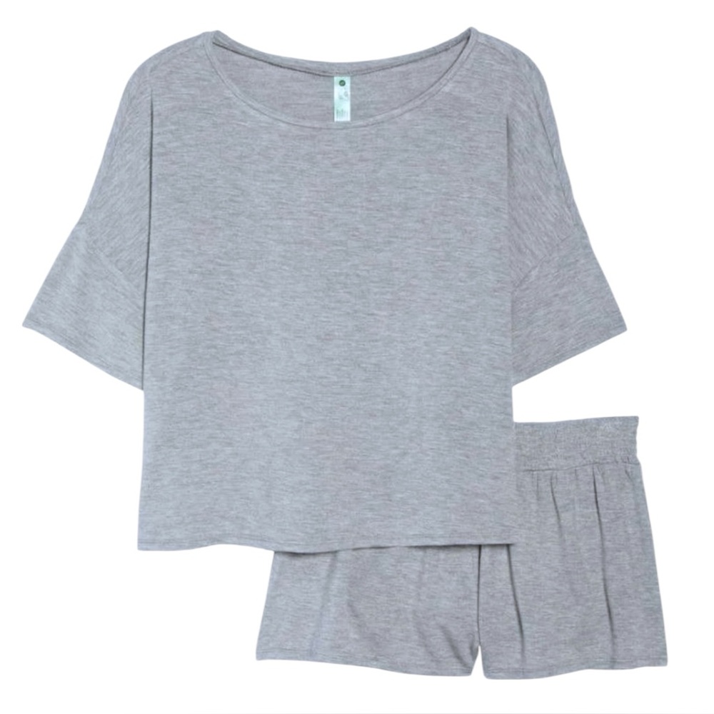 Honeydew Comfy French Terry Pajamas Medium Gray Top + Shorts Dropped Shoulder